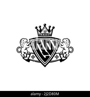 QO Monogram logo letter with Simple shield crown style design. Luxurious monogram, lion luxury logo, Stock Vector