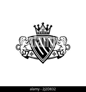 OW Monogram logo letter with Simple shield crown style design. Luxurious monogram, lion luxury logo, Stock Vector