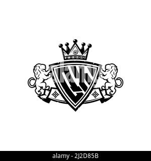 QX Monogram logo letter with Simple shield crown style design. Luxurious monogram, lion luxury logo, Stock Vector