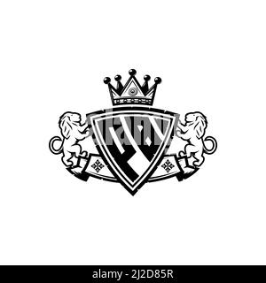 PB Monogram logo letter with Simple shield crown style design. Luxurious monogram, lion luxury logo, Stock Vector