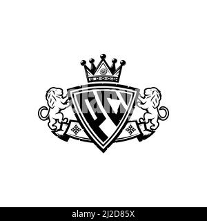 PC Monogram logo letter with Simple shield crown style design. Luxurious monogram, lion luxury logo, Stock Vector