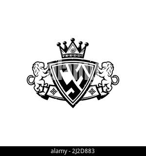 SS Monogram logo letter with Simple shield crown style design. Luxurious monogram, lion luxury logo, Stock Vector