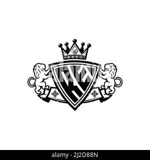 RE Monogram logo letter with Simple shield crown style design. Luxurious monogram, lion luxury logo, Stock Vector