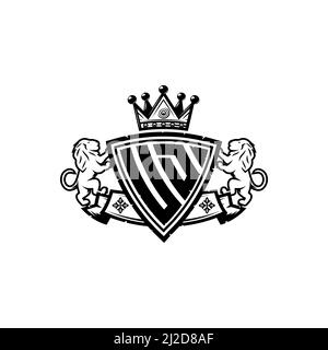 UD Monogram logo letter with Simple shield crown style design. Luxurious monogram, lion luxury logo, Stock Vector