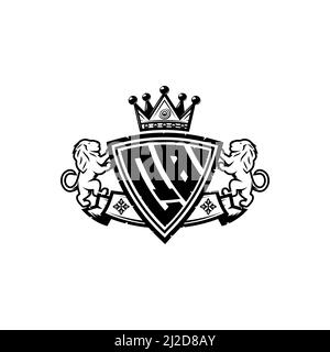 QB Monogram logo letter with Simple shield crown style design. Luxurious monogram, lion luxury logo, Stock Vector