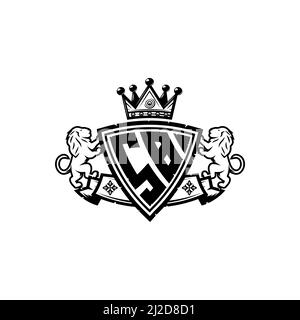 SB Monogram logo letter with Simple shield crown style design. Luxurious monogram, lion luxury logo, Stock Vector