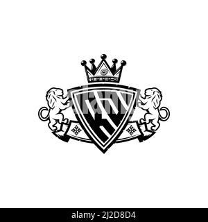 RD Monogram logo letter with Simple shield crown style design. Luxurious monogram, lion luxury logo, Stock Vector