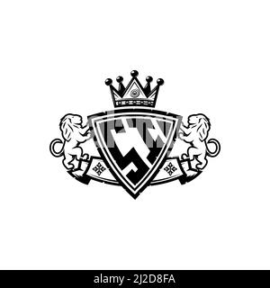 SI Monogram logo letter with Simple shield crown style design. Luxurious monogram, lion luxury logo, Stock Vector