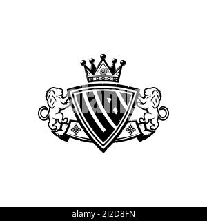 UB Monogram logo letter with Simple shield crown style design. Luxurious monogram, lion luxury logo, Stock Vector