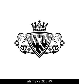 XZ Monogram logo letter with Simple shield crown style design. Luxurious monogram, lion luxury logo, Stock Vector
