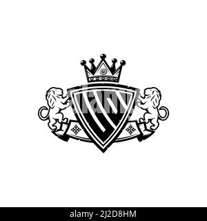 UO Monogram logo letter with Simple shield crown style design. Luxurious monogram, lion luxury logo, Stock Vector