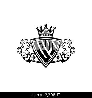 UY Monogram logo letter with Simple shield crown style design. Luxurious monogram, lion luxury logo, Stock Vector