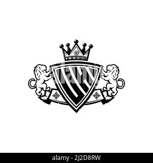 UH Monogram logo letter with Simple shield crown style design. Luxurious monogram, lion luxury logo, Stock Vector