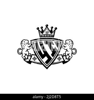 YI Monogram logo letter with Simple shield crown style design. Luxurious monogram, lion luxury logo, Stock Vector