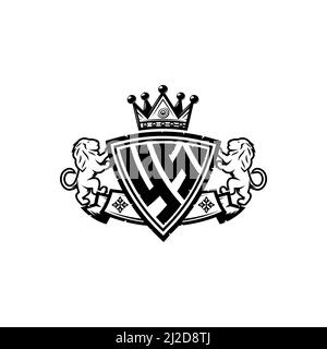 YS Monogram logo letter with Simple shield crown style design. Luxurious monogram, lion luxury logo, Stock Vector