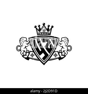 YZ Monogram logo letter with Simple shield crown style design. Luxurious monogram, lion luxury logo, Stock Vector