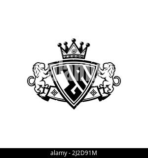 ZA Monogram logo letter with Simple shield crown style design. Luxurious monogram, lion luxury logo, Stock Vector