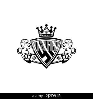 YR Monogram logo letter with Simple shield crown style design. Luxurious monogram, lion luxury logo, Stock Vector