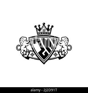 ZM Monogram logo letter with Simple shield crown style design. Luxurious monogram, lion luxury logo, Stock Vector