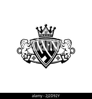YB Monogram logo letter with Simple shield crown style design. Luxurious monogram, lion luxury logo, Stock Vector