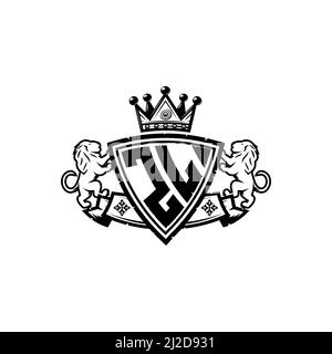 ZL Monogram logo letter with Simple shield crown style design. Luxurious monogram, lion luxury logo, Stock Vector