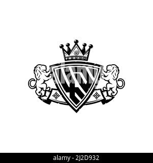 XD Monogram logo letter with Simple shield crown style design. Luxurious monogram, lion luxury logo, Stock Vector
