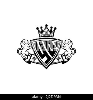 YQ Monogram logo letter with Simple shield crown style design. Luxurious monogram, lion luxury logo, Stock Vector