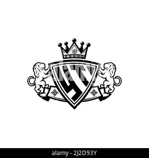 YT Monogram logo letter with Simple shield crown style design. Luxurious monogram, lion luxury logo, Stock Vector