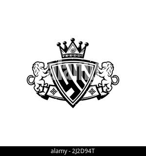 YX Monogram logo letter with Simple shield crown style design. Luxurious monogram, lion luxury logo, Stock Vector