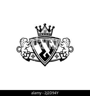 ZI Monogram logo letter with Simple shield crown style design. Luxurious monogram, lion luxury logo, Stock Vector