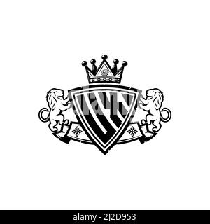 UX Monogram logo letter with Simple shield crown style design. Luxurious monogram, lion luxury logo, Stock Vector