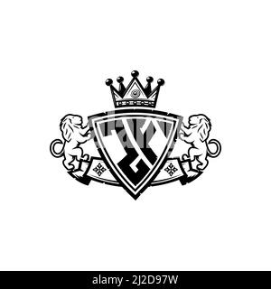 ZF Monogram logo letter with Simple shield crown style design. Luxurious monogram, lion luxury logo, Stock Vector
