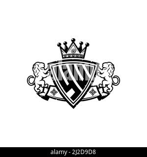 YU Monogram logo letter with Simple shield crown style design. Luxurious monogram, lion luxury logo, Stock Vector
