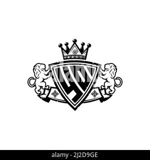 YO Monogram logo letter with Simple shield crown style design. Luxurious monogram, lion luxury logo, Stock Vector