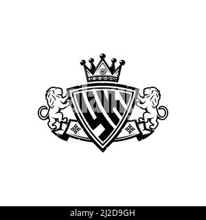 YK Monogram logo letter with Simple shield crown style design. Luxurious monogram, lion luxury logo, Stock Vector