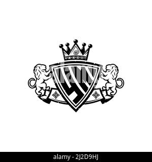 YM Monogram logo letter with Simple shield crown style design. Luxurious monogram, lion luxury logo, Stock Vector