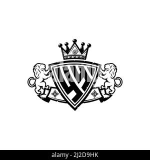 YY Monogram logo letter with Simple shield crown style design. Luxurious monogram, lion luxury logo, Stock Vector