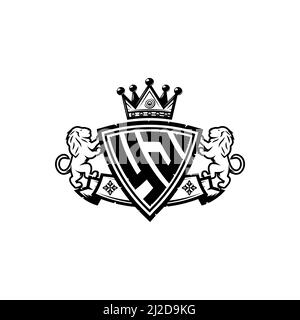 YJ Monogram logo letter with Simple shield crown style design. Luxurious monogram, lion luxury logo, Stock Vector