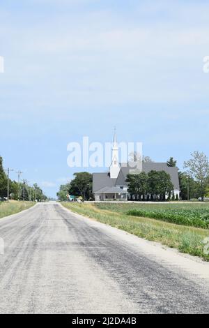 St. Paul's Lutheran Church in farming community of Woodworth, Illinois Stock Photo