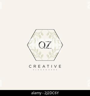 QZ Initial Letter Flower Logo Template Vector premium vector Stock Vector