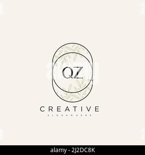 QZ Initial Letter Flower Logo Template Vector premium vector Stock Vector