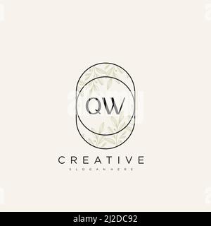 QW Initial Letter Flower Logo Template Vector premium vector Stock Vector