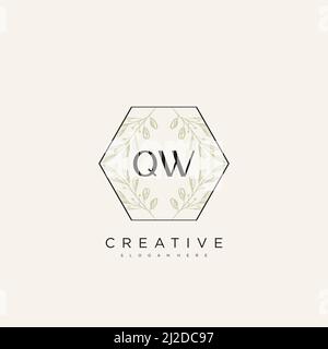 QW Initial Letter Flower Logo Template Vector premium vector Stock Vector