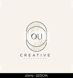 QU Initial Letter Flower Logo Template Vector premium vector Stock Vector