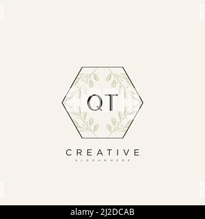 QT Initial Letter Flower Logo Template Vector premium vector Stock Vector