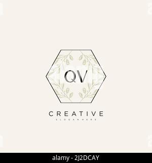 QV Initial Letter Flower Logo Template Vector premium vector Stock Vector