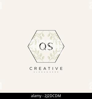 QS Initial Letter Flower Logo Template Vector premium vector Stock Vector