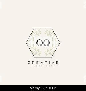 QQ Initial Letter Flower Logo Template Vector premium vector Stock Vector
