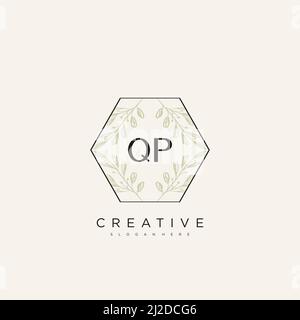 QP Initial Letter Flower Logo Template Vector premium vector Stock Vector