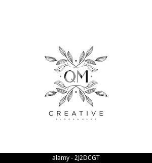 QM Initial Letter Flower Logo Template Vector premium vector Stock Vector